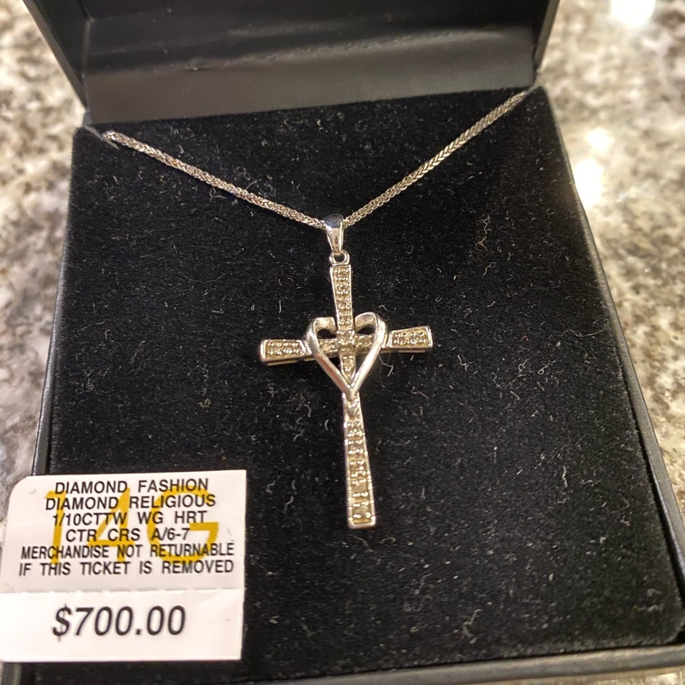 White Gold Diamond Cross
